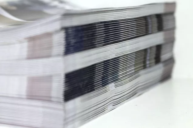A stack of scientific journals. Photo.